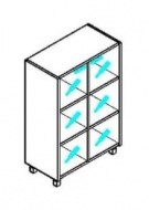 Шкаф со стеклянными дверьми Offix-NEW OMC 87.2  874x450x1329 Дуб Сонома светлый/Металлик в Магадане