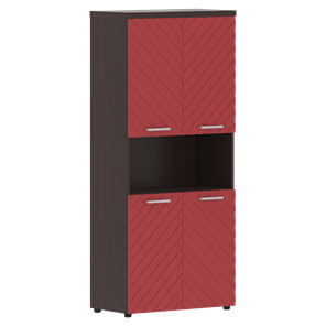 Шкаф TORR LUX TLHC 85.4 с 2-мя комплектами глухих малых дверей и топом 854х452х1958 Венге Магия/ Красный в Магадане