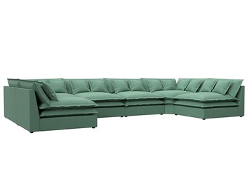 Большой П-образный диван Лига-040, Амур зеленый (рогожка) в Магадане