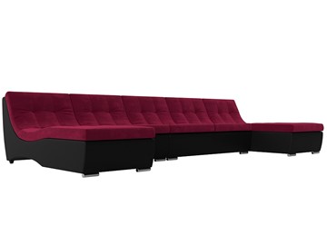 П-образный диван Монреаль, Бордовый\Черный (Микровельвет\Экокожа) в Магадане