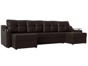 Большой П-образный диван Сенатор, Коричневый (Экокожа) боннель в Магадане