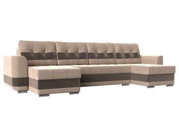 П-образный диван Честер, Бежевый/коричневый (велюр) в Магадане