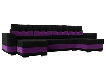 П-образный диван Честер, Черный/фиолетовый (вельвет) в Магадане