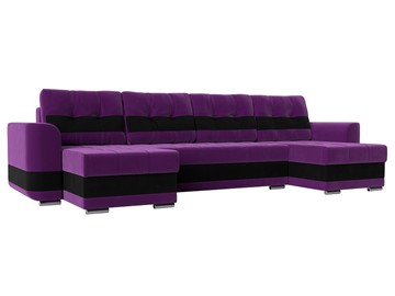 П-образный диван Честер, Фиолетовый/черный (вельвет) в Магадане