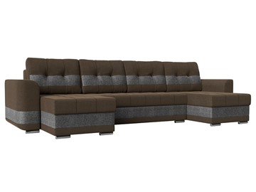 П-образный диван Честер, Коричневый/серый (рогожка) в Магадане