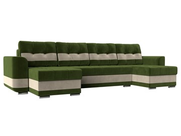 П-образный диван Честер, Зеленый/бежевый (вельвет) в Магадане