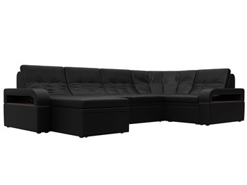 П-образный диван Лига-035, Черный (Экокожа) в Магадане