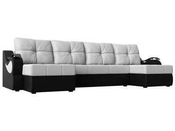П-образный диван Меркурий П, Белый/черный (экокожа) в Магадане