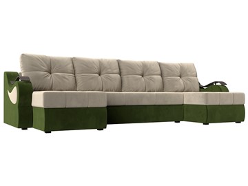 П-образный диван Меркурий П, Бежевый/зеленый (вельвет) в Магадане