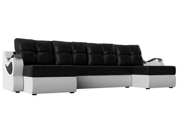 П-образный диван Меркурий П, Черный/белый (экокожа) в Магадане