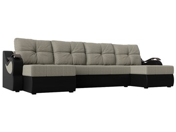 П-образный диван Меркурий П, Корфу 02 (рогожка)/черный (экокожа) в Магадане