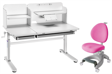 Комплект парта + кресло FauDesk Iris II Grey + Cielo Pink + чехол для кресла в подарок в Магадане