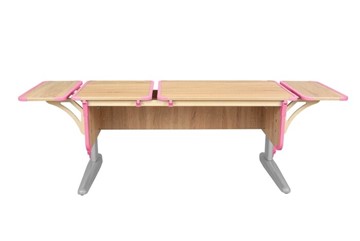 Растущий стол 4/75-40 (СУТ.42)  + Polka_b 4/550 (2 шт) Дуб сонома/серый/розовый в Магадане