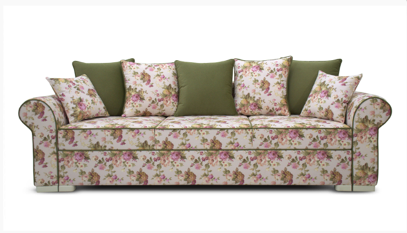 Прямой диван Ameli (Arcadia rose+shaggy green+glance bone) в Магадане - изображение