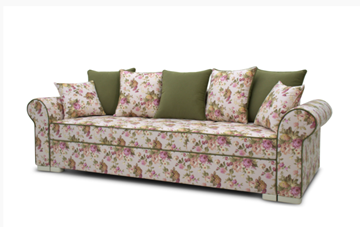 Прямой диван Ameli (Arcadia rose+shaggy green+glance bone) в Магадане - предосмотр 1