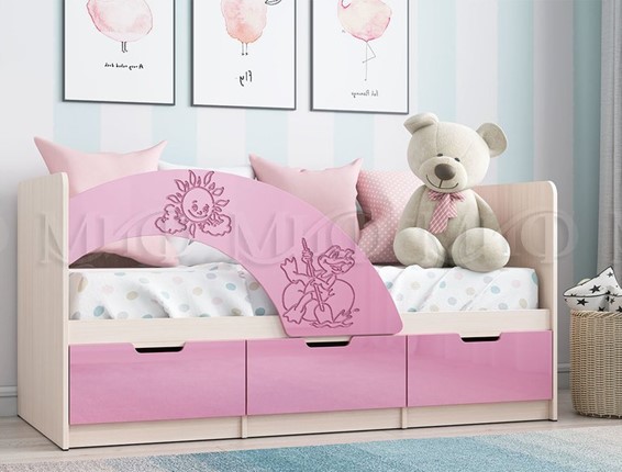 Кровать с бортиками Юниор-3, Розовый металлик в Магадане - изображение