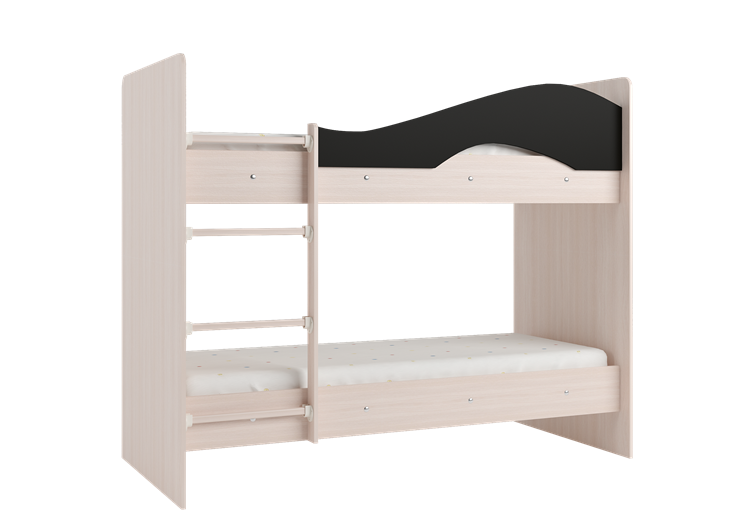 Детская  двухъярусная кровать Мая с 2 ящиками на щитах, корпус Млечный дуб, фасад Венге в Магадане - изображение 3