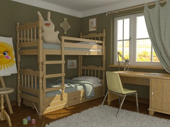 Детская кровать Соня двухъярусная (Сосна) в Магадане - изображение 1