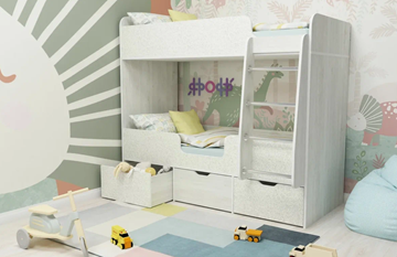 Детская двухъярусная кровать Малыш двойняшка 70х160, корпус Винтерберг, фасад Фейритейл в Магадане - предосмотр