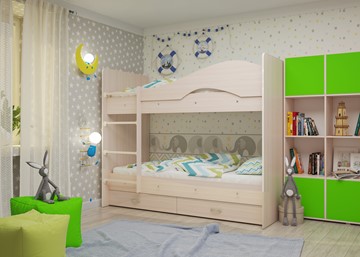 Двухэтажная детская кровать Мая на щитах, цвет Млечный дуб в Магадане - предосмотр 2