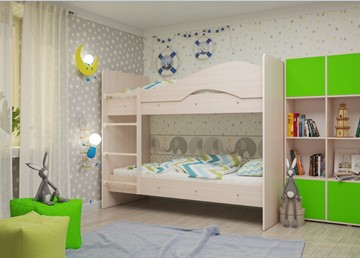 Двухэтажная детская кровать Мая на щитах, цвет Млечный дуб в Магадане - предосмотр 1