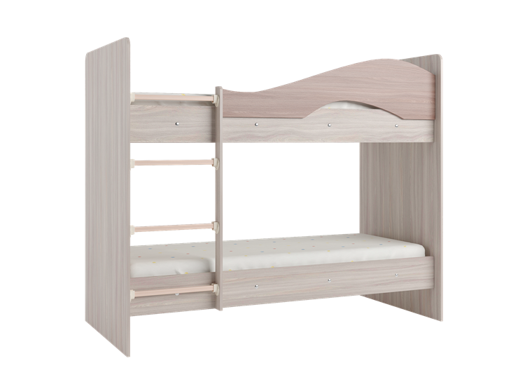 Кровать 2-ярусная Мая с 2 ящиками на щитах, корпус Шимо светлый, фасад Шимо темный в Магадане - изображение 2