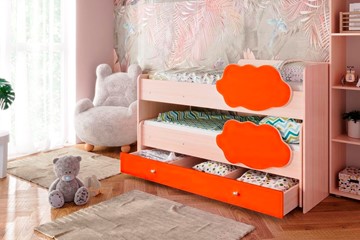 Детская 2-этажная кровать Соник 1.6 с ящиком, Оранжевый в Магадане - предосмотр