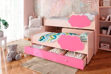 Детская двухэтажная кровать Соник 1.6 с ящиком, Розовый в Магадане - предосмотр