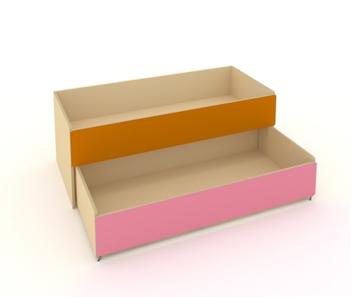 Кровать в детскую 2-х уровневая КД-2, Беж + Оранжевый + Розовый в Магадане - изображение