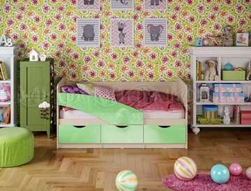 Кровать в детскую Бабочки 800*1600, Салатовый глянец в Магадане