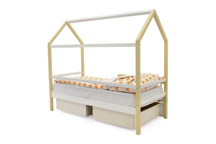 Детская кровать-домик Svogen бежево-белый в Магадане - изображение 4