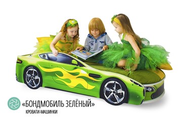Кровать-машина детская Бондимобиль зеленый в Магадане - предосмотр 2