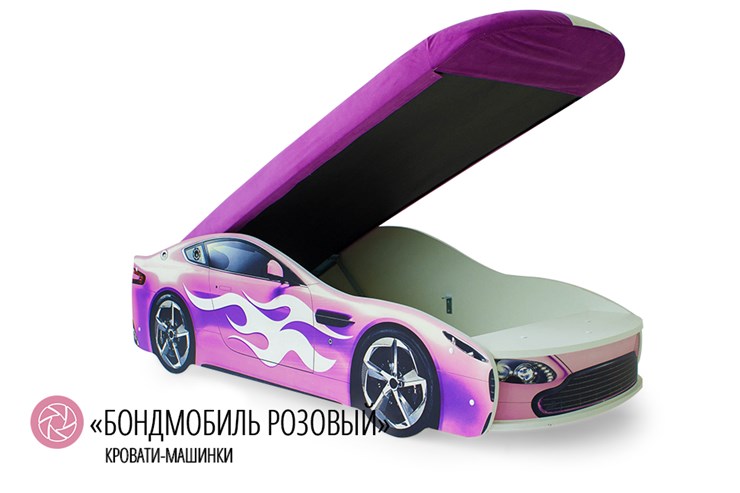 Кровать-машина Бондимобиль розовый в Магадане - изображение 1