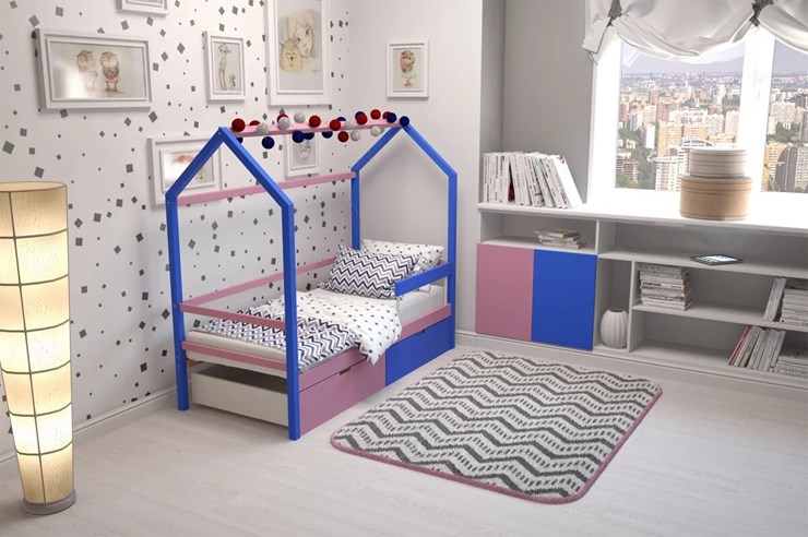 Кровать-домик в детскую Svogen синий-лаванда в Магадане - изображение 5