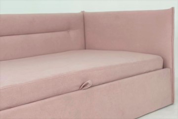 Детская кровать  0.9 Альба (Тахта), нежно-розовый (велюр) в Магадане - предосмотр 4
