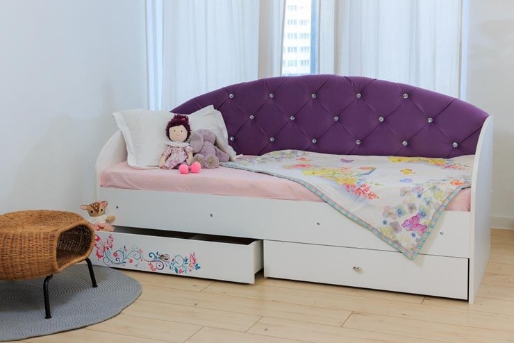 Кровать детская односпальная Эльза без бортика, Фиолетовый (латы) в Магадане - изображение 5