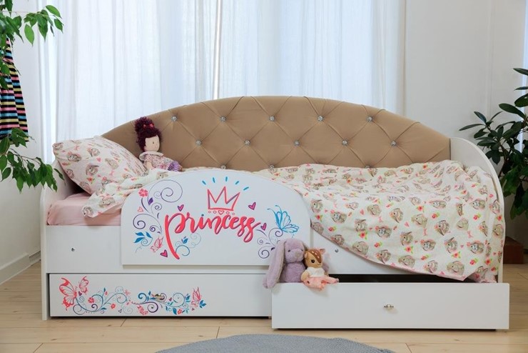 Кровать детская односпальная Эльза с бортиком, Бежевый (щиты) в Магадане - изображение 5