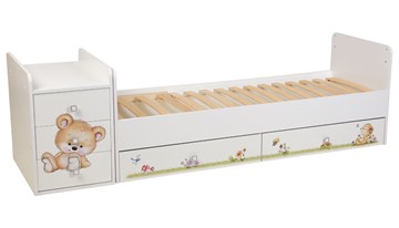 Детская кровать с комодом Фея 1100 Медвежонок Белый в Магадане - предосмотр 2