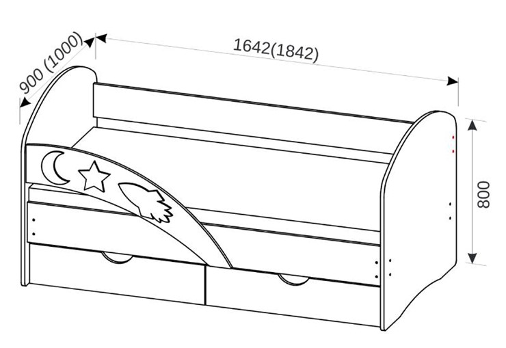 Кроватка Космос 1800х900 с бортиком, без ящиков в Магадане - изображение 2