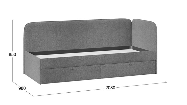 Кровать в детскую Молли тип 1 (90), Микровелюр Scandi Graphite 22 в Магадане - изображение 3
