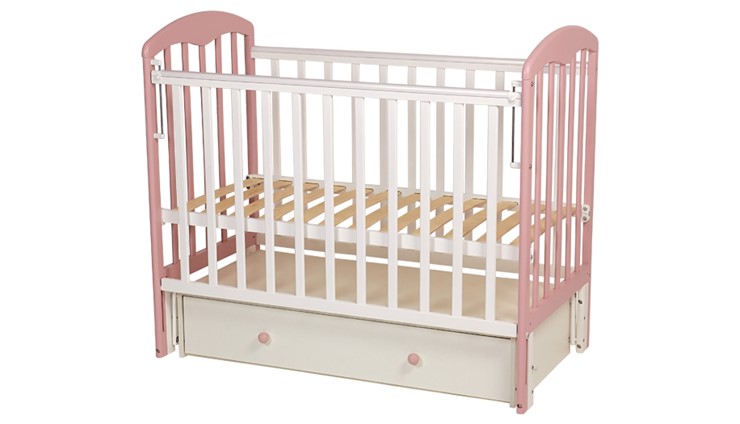 Кровать детская Polini kids Simple 328, белый-розовый в Магадане - изображение 1