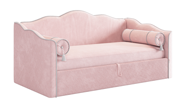Кровать односпальная детская Лея (Софа) 90х200 (нежно-розовый (велюр)/галька (велюр)) в Магадане