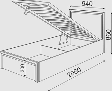 Кровать с подъемным механизмом Остин М22 в Магадане - предосмотр 2