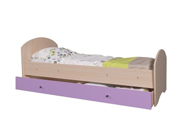 Детская кровать с ящиком Мозайка без бортиков, корпус Млечный дуб/фасад Ирис (щиты) в Магадане