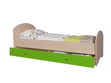 Кровать детская с ящиком Мозайка без бортиков, корпус Млечный дуб/фасад Лайм (ламели) в Магадане