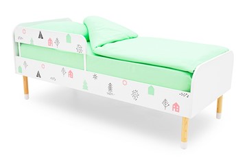 Детская кровать Stumpa Классика "Домики розовый, бирюзовый" в Магадане - предосмотр