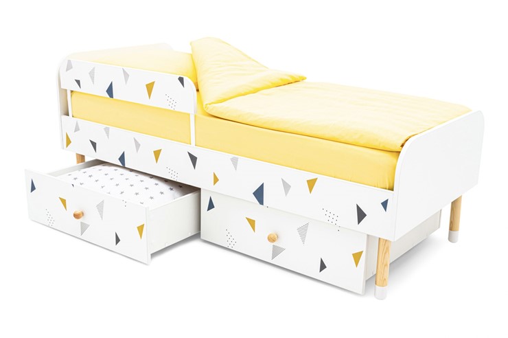 Детская кровать Stumpa Классика "Треугольники желтый, синий" в Магадане - изображение 4