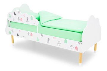 Кроватка Stumpa Облако "Домики розовый, бирюзовый" в Магадане