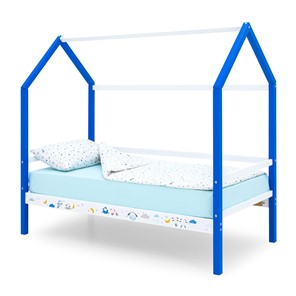 Кровать-домик детская Svogen сине-белый/барашки в Магадане - предосмотр