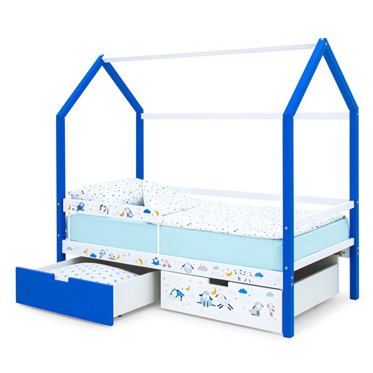 Кровать-домик детская Svogen сине-белый/барашки в Магадане - изображение 6